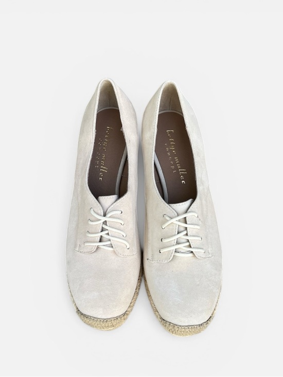 Anthropologie Bettye Muller Concepts Regina Espadrille Derby Wedge in Cream Sz 8 - Picture 4 of 11